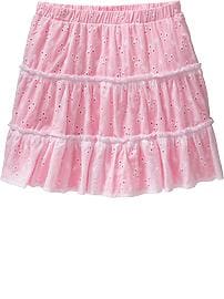 Girls Ruffle-Trim Eyelet Skirts