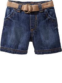 Canvas-Belted Denim Shorts for Baby