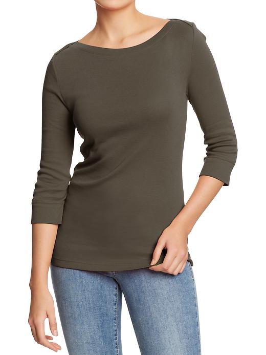 View large product image 1 of 1. 3/4-Sleeve Boat-Neck Top