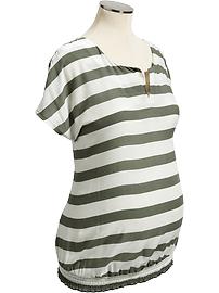Maternity Striped Split-Neck Tops