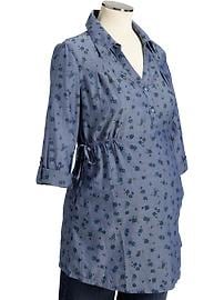 Maternity Shirred-Tie Tunic Tops
