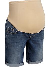 Maternity Smooth-Panel Denim Boyfriend Shorts (9")