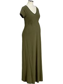 Maternity V-Neck Tie-Waist Maxi Dresses