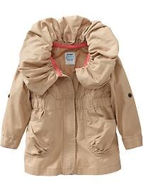 Shirred-Collar Twill Jackets for Baby