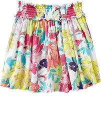 Girls Smocked-Floral Skirts
