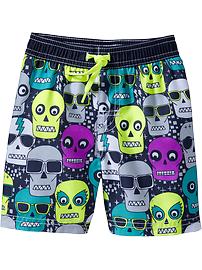 Skull-Print Swim Trunks for Baby