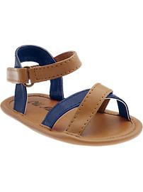 Two-Tone Cross-Front Sandals for Baby