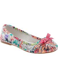 Girls Sequined Floral Ballet Flats