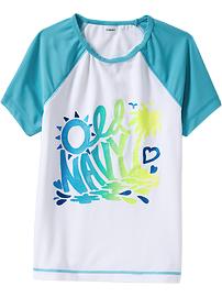 Girls Graphic Rashguard Tops