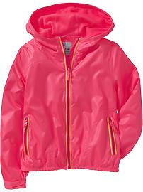 Girls Hooded Mesh-Lined Windbreakers