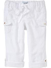 Girls Roll-Up Linen-Blend Capris