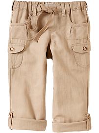 Girls Roll-Up Linen-Blend Capris