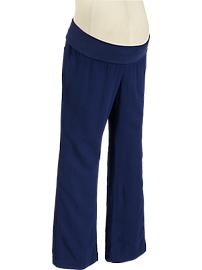 Maternity Roll-Panel Linen-Blend Pants