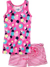 Girls Printed Tank & Short PJ Sets