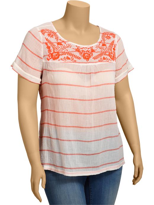 Old Navy Womens Plus Embroidered Gauze Tops plus size,  plus size fashion plus size appare 