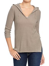 Women's Open-Knit Linen-Blend Hooded Tops