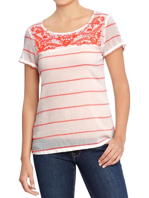 Old Navy Womens Embroidered Yoke Gauze Tops plus size,  plus size fashion plus size appare 