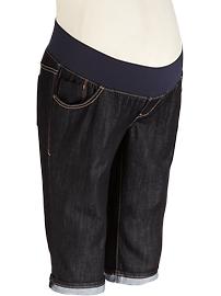 Maternity Demi-Panel Denim Bermudas (16")