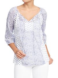Women's Mixed-Print Gauze Tops