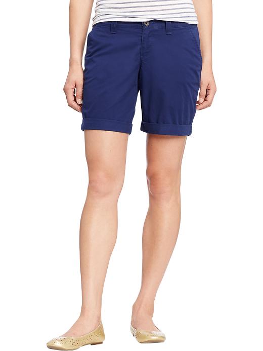 View large product image 1 of 1. Women's Cuffed Twill Bermudas (7")
