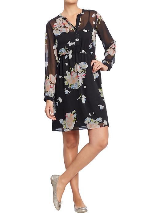 Old Navy Womens Sleeved Floral Chiffon Dresses