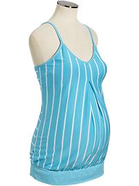 Maternity Striped Pleat-Front Tanks