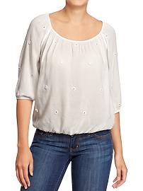 Women's Embroidered-Dot Mirror Tops