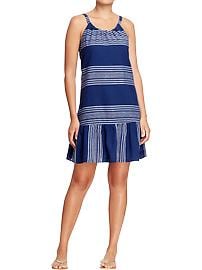 Women's Striped Linen-Blend Tank Dresses