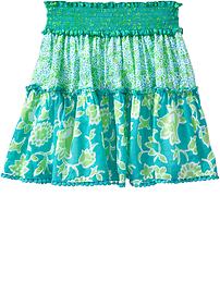 Girls Smocked Floral Skirts