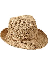 Women's Crochet-Straw Fedoras