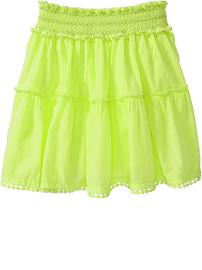 Girls Smocked Pom-Pom Skirts