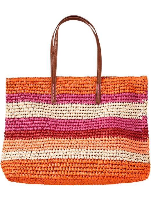 Old Navy Womens Multi Stripe Straw Totes