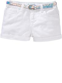 Girls White Denim Shorts