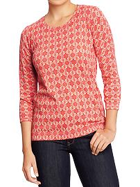 Women's Printed Lightweight-Crew Sweaters