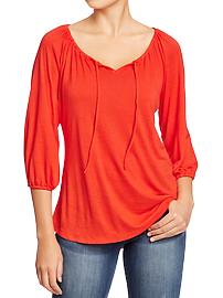 Women's 3/4-Sleeve Jersey-Tie Tops