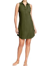 Women's Sleeveless-Collared Crepe Dresses