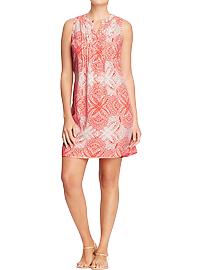Women's Printed-Sleeveless Tunic Dresses