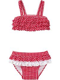 Ruffled Gingham Bikinis for Baby