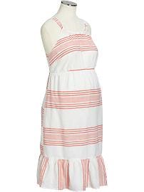 Maternity Striped Linen-Blend Sundresses