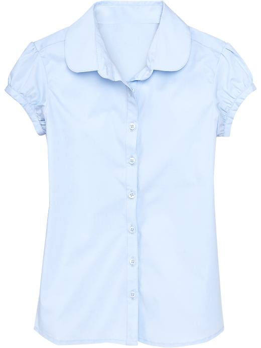 View large product image 1 of 1. Ruched-Sleeve Uniform Shirt for Girls