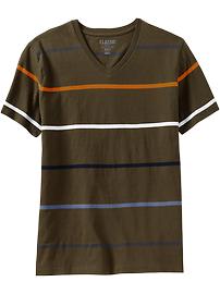 Men's Multicolor-Stripe V-Neck Tees