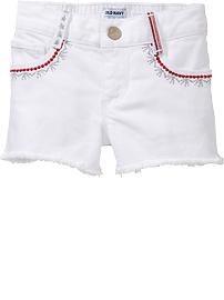 Embroidered White-Denim Shorts for Baby