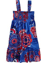 Girls Smocked Floral-Print Sundresses
