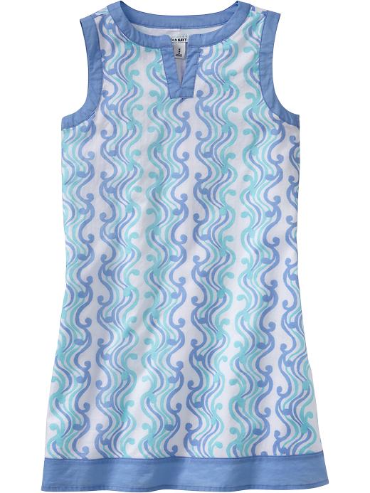 Old Navy Girls Sleeveless Printed Shift Dresses - Light blue print