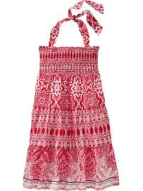 Girls Tiered-Floral Halter Sundresses