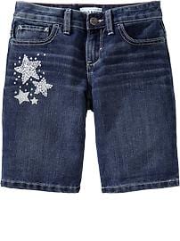 Girls Sparkle Denim Bermudas