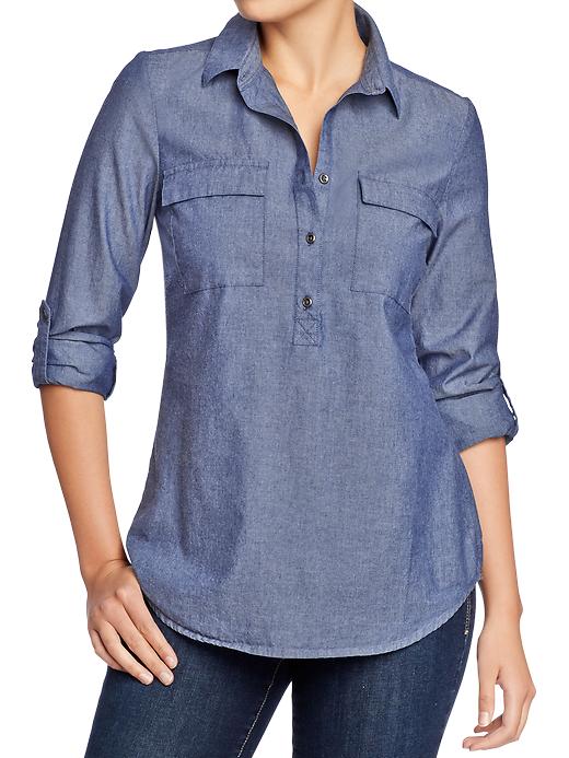 Old Navy Womens Chambray Tab Sleeve Tops