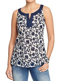 Women's Printed Sleeveless-Gauze Tunics