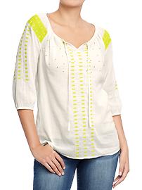 Women's Embroidered Gauze Blouses