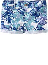 Girls Printed Denim Shorts